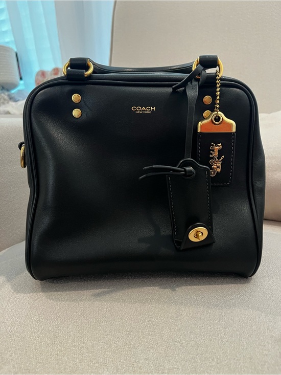 Coach Handbags - COACH Rogue Cube 20 Black Leather Small Top-Handle Satchel